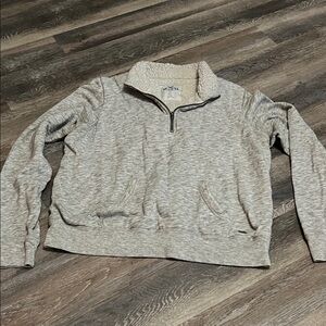 Hollister Light Gray Sherpa Quarter-Zip